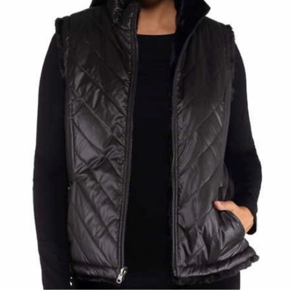 Nicole Miller Ladies Black Reversible Vest with Pockets